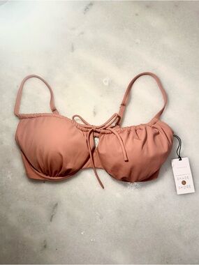 Shade & Shore Mauve/Clay Pink Ruched Underwire Bikini Top Sz 36 D NEW W/ TAGS